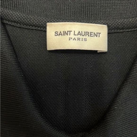 Saint Laurent / Never Say Never Glitter Patch Black Polo - Picture 6 of 6